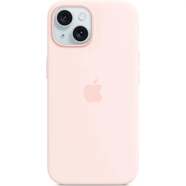 Apple iPhone 15 Silikon Case mit MagSafe – Hellrosa, schützendes Silikon-Case mit integrierten Magneten und Mikrofaserfutter – Bild 1
