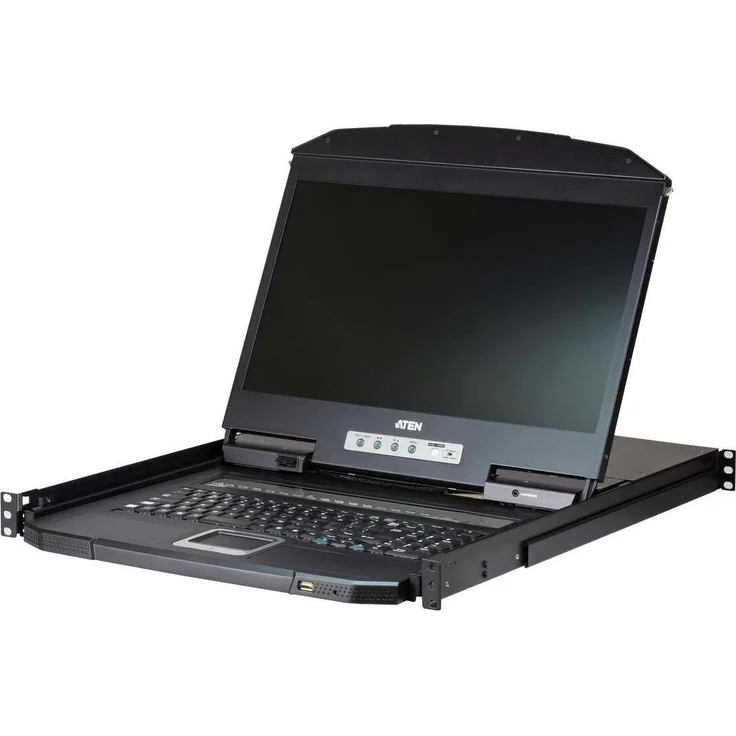 Aten CL3108NX ES KVM-Switch 8-Port mit 18,5"-LCD-Konsole, PS/2-USB, VGA, Schwarz