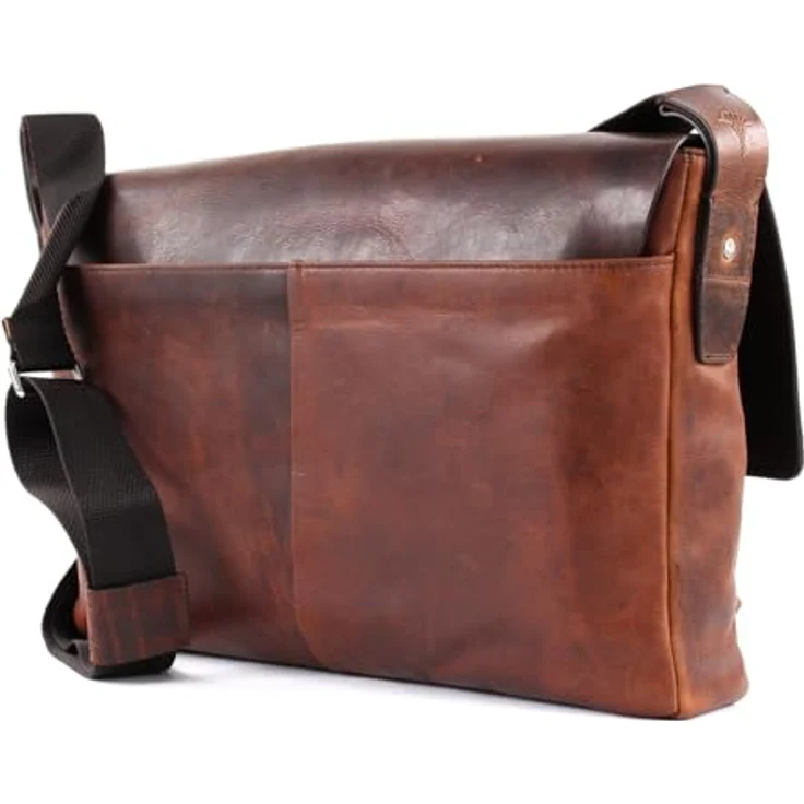 JOOP! Loreto Janis Messenger SHF, Umhängetasche aus Fettleder für Laptops bis 32x24x2,5 cm, Braun, Herren – Bild 4