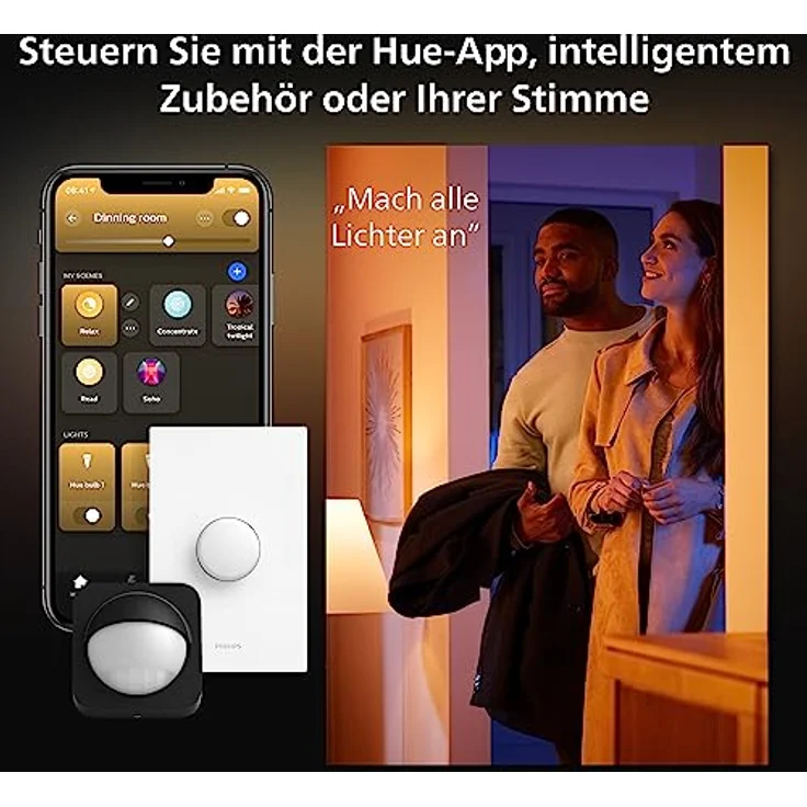 Philips Hue White Ambience Aurelle Panelleuchte, schwarz inkl. Dimmschalter, 60x60cm, alle Weißschattierungen, steuerbar via App, kompatibel mit Amazon Alexa (Echo, Echo Dot) – Bild 5