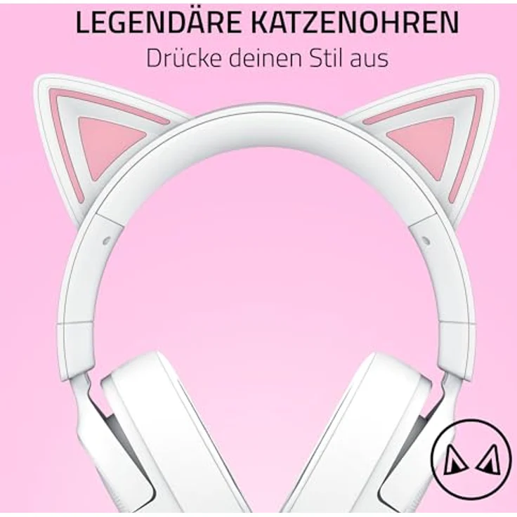 Razer Kraken Kitty V3 X, kabelgebundenes Gaming-Headset mit HyperClear Kardioid Mikrofon, Triforce 40mm Treiber, 3,5mm Klinkenanschluss und Katzenohren, weiß – Bild 2