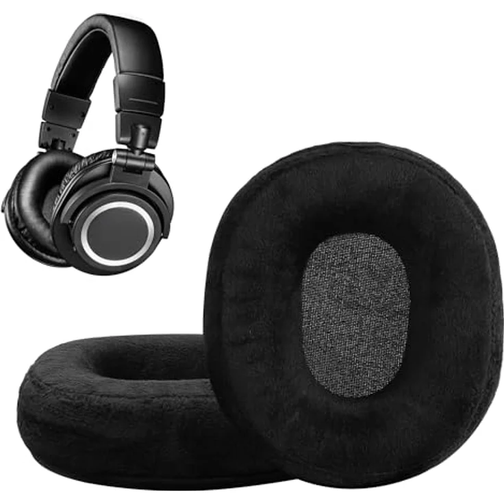 kwmobile 2x Velours Ohrpolster für AudioTechnica ATH M20x BT, bequem und einfach zu installieren – Bild 8