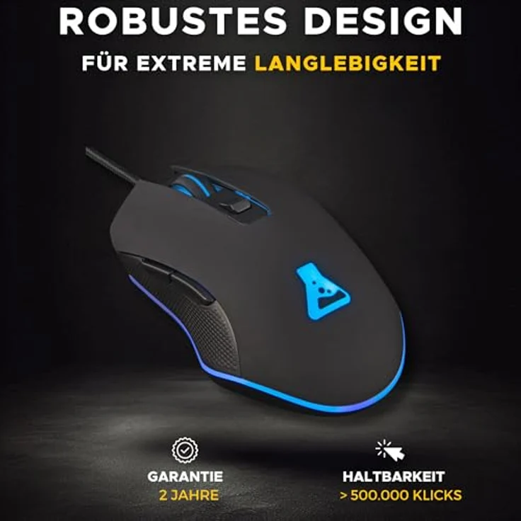 THE G-LAB Kult Helium USB-Gamer-Maus mit Kabel - Optischer Sensor mit 800 bis 3200 DPI, 7-farbige LED-Hintergrundbeleuchtung, 6 Tasten - Bequeme und Leichte Gaming-Maus – PC Mac Xbox One PS4 (Schwarz) – Bild 7