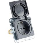 ChiliTec MILOS Steckdose Unterputz mit Schutzklappe 230V Schutzkontakt-Steckdose Für Feuchträume Badezimmer Geeignet für Mehrfachrahmen Anthrazit