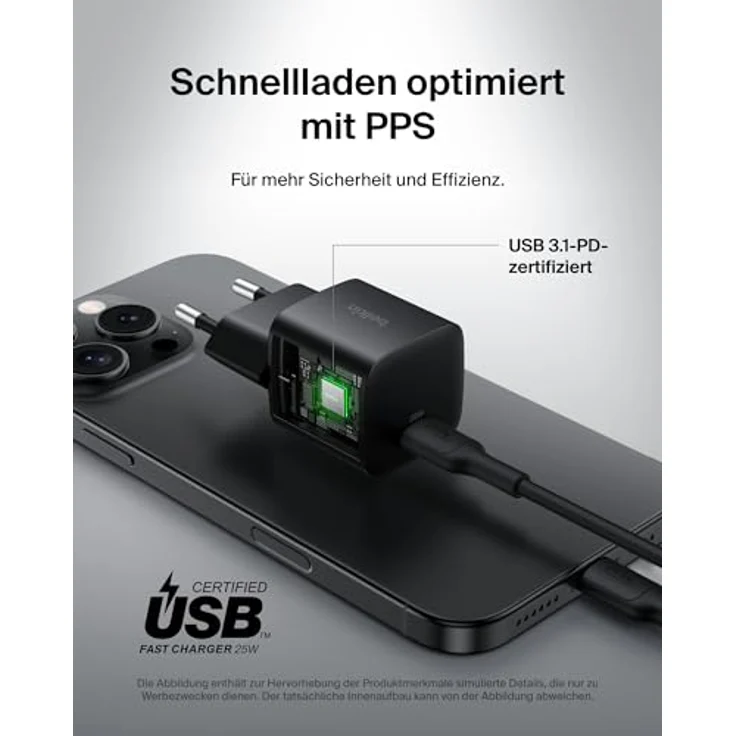 Belkin tragbares Ladegerät, 4-in-1-Power-Paket mit 20.000 mAh Power Bank, 25 W USB-C-Ladeblock, 60 W USB-C-Kabel und Reisetasche – schnelles Laden für mehrere Geräte, kompaktes Design – Bild 9