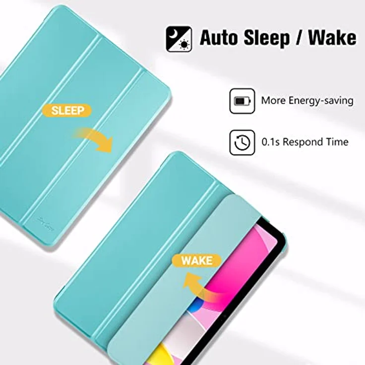 ProCase Hülle für iPad A16 11" (2025) & iPad 10. Gen 10,9" (2022) - Leicht, Dünn, Hart, Smart Cover mit Auto Wake/Sleep - Aqua – Bild 5