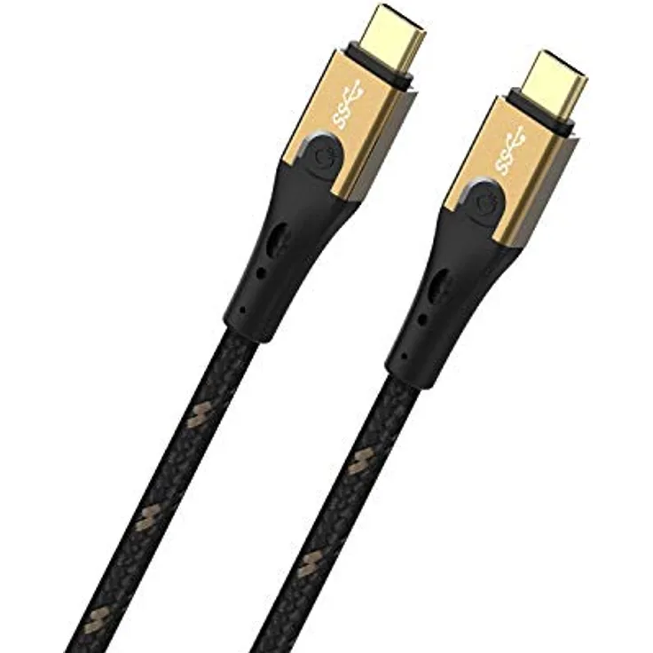 Oehlbach Primus USB-Kabel Typ C zu Typ C - State of the Art - Super Speed 10 Gbit-s 40W Fast Charge Schnellladung hochflexibel HPOCC 3 Fach Schirmung 4K 60Hz 1 m, Schwarz-Gold