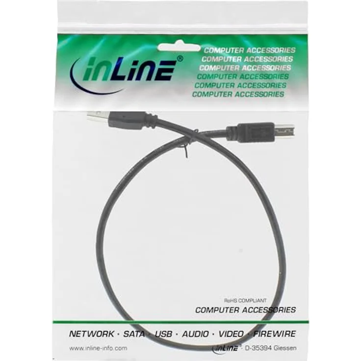 InLine - USB-Kabel - USB Typ B (M) bis USB (M) - USB2.0 - 30cm - Schwarz (34503X) – Bild 4