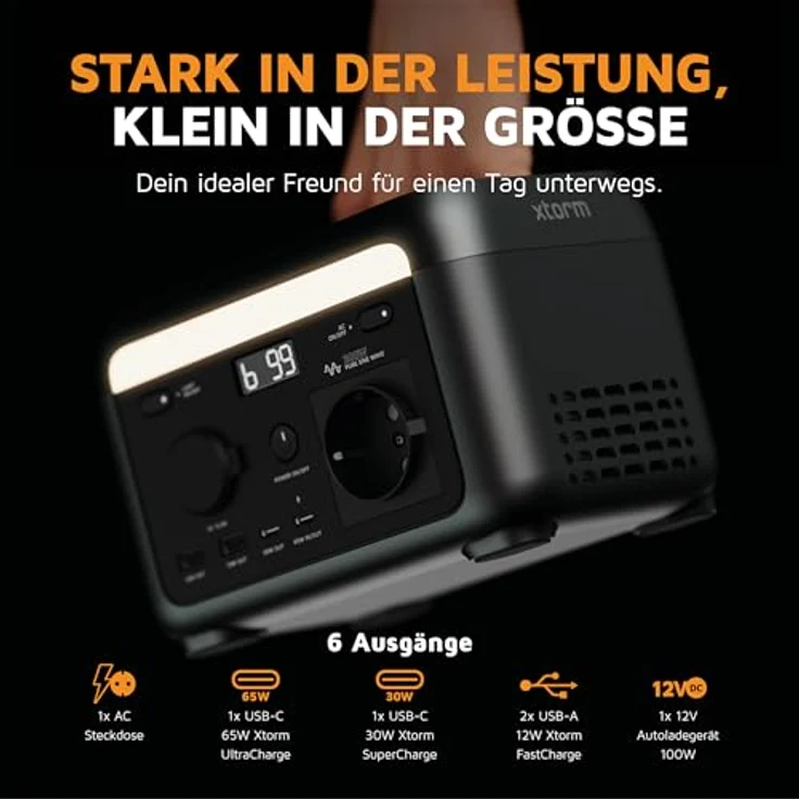Xtorm Smart Power Station 600W, tragbares Kraftwerk mit 600 Watt, 20000 mAh, 9 Ausgängen, Black – Bild 2