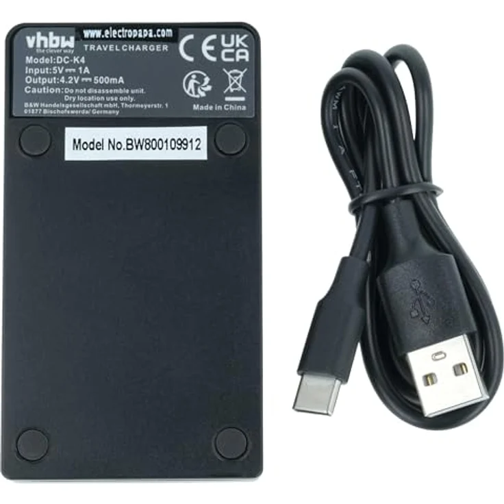 vhbw USB Akkuladegerät kompatibel mit Nokia BL-5C, BL-5CA, BL-5CB Digitalkamera, Camcorder, Action Cam-Akku - Ladeschale – Bild 5