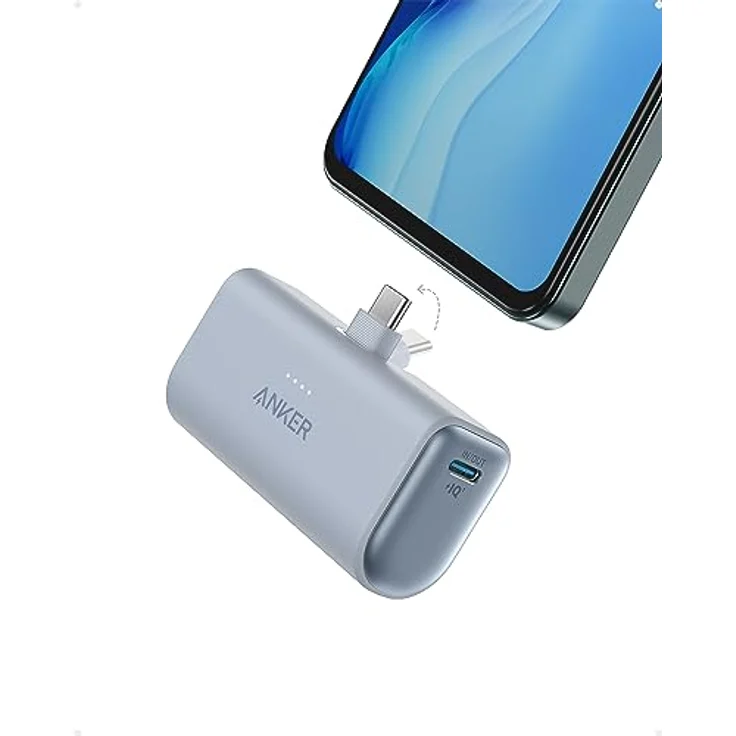 Anker Nano Powerbank, 5000mAh Powerbank 22,5W, Integrierter Faltbarer USB-C Konnektor, Kompatibel mit Samsung S22/23 Serie, Note 20/10 Serie, LG, Huawei, iPad ProAir und mehr(Blau) – Bild 1