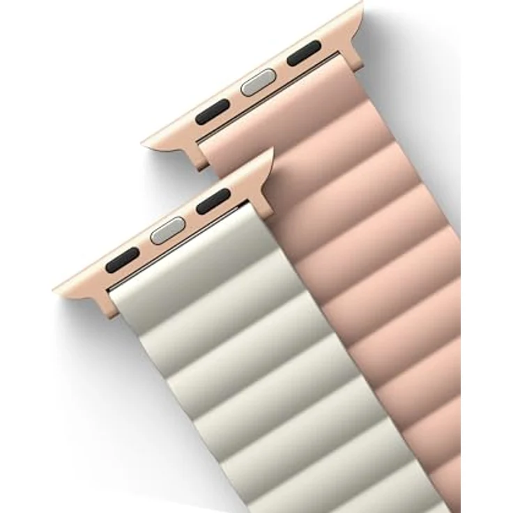Uniq Revix Uhrenarmband für Apple Watch Series 1-8/SE/SE2/Ultra, Reversibles Magnetic Design aus Edelstahl und Silikon, Pink, 42/44/45/49mm – Bild 7