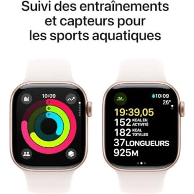 Apple Watch Series 10, 42 mm, GPS, Aluminiumgehäuse Roségold, Sportarmband Blassrosa, S/M – Bild 4