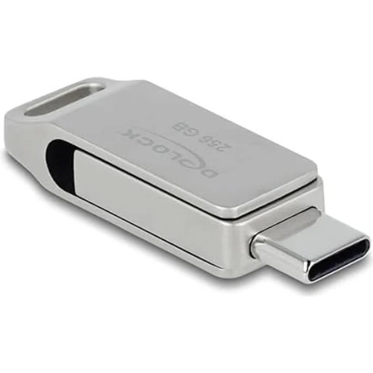 Delock USB 5 Gbps USB-CВ™ + Typ-A Speicherstick 256 GB - MetallgehГ¤use (256В GB, USB A, USB C), USB Stick, Grau – Bild 2
