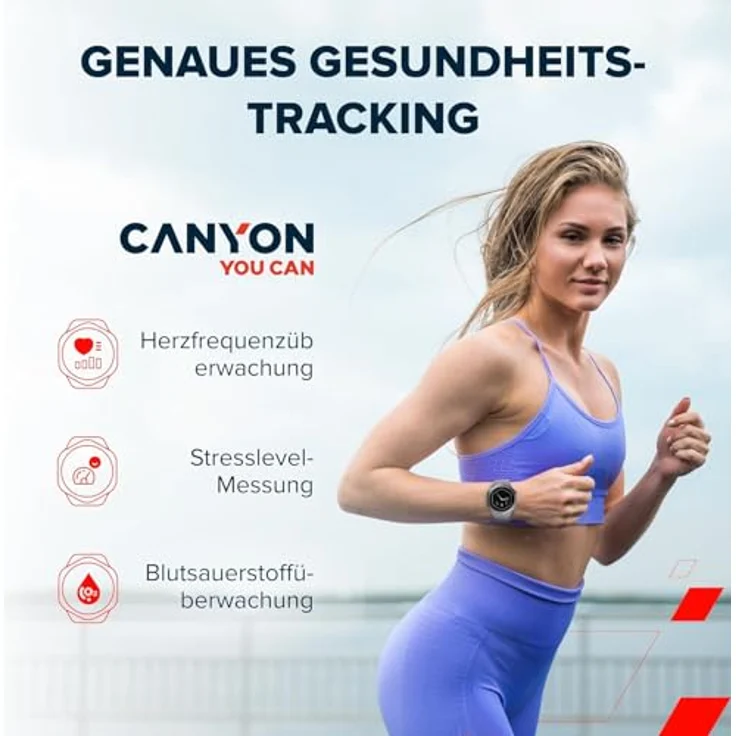 CANYON Smartwatch Hexagon, 1,43" AMOLED Fitnessuhr mit Telefonfunktion, 123 Sportmodi, SpO2 & Herzfrequenz, Schrittzähler, Schlafmonitor, iOS & Android, in Aluminiumlegierung – Bild 4