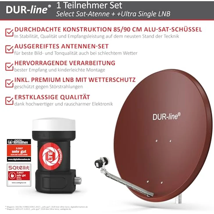 DUR-line Select 85/90cm Komplettanlage rot + Single LNB – Bild 3