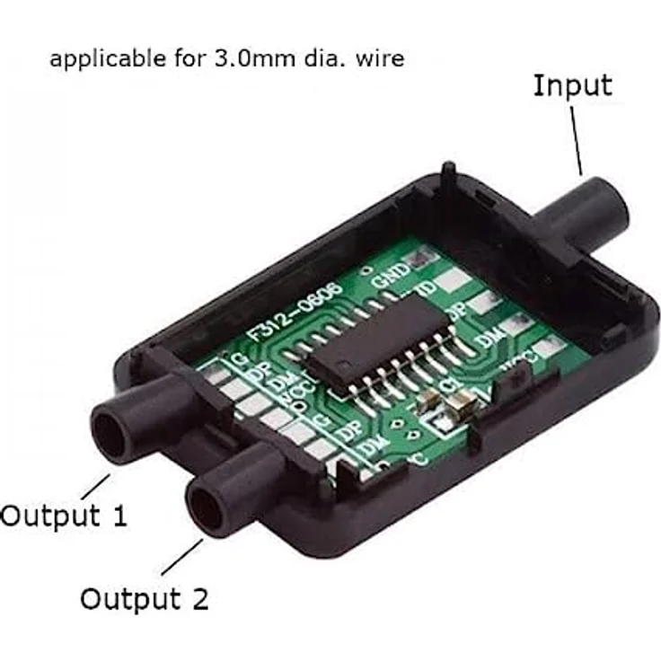 System-S USB 2.0 PCBA Hub 1 zu 2 Splitter mit Hülle Leiterplatte Adapter in Schwarz – Bild 5