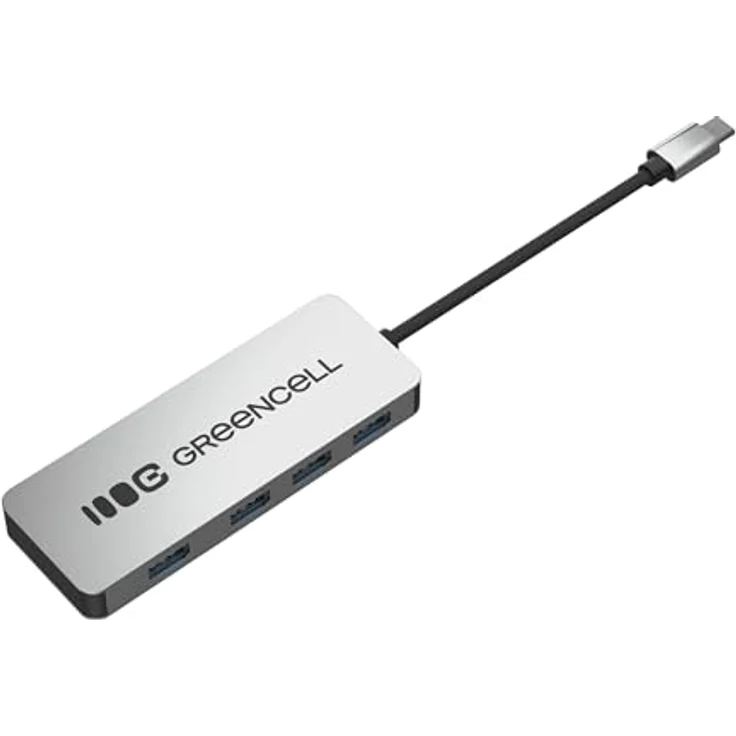 Green Cell USB-C HUB 4-in-1 Adapter, USB-C auf 4× USB-A 3.0, Aluminium Gehäuse, Datenübertragung bis 5 Gbit/s, kompatibel mit MacBook, Dell, Lenovo, HP, ASUS, 15 cm Kabel – Bild 4