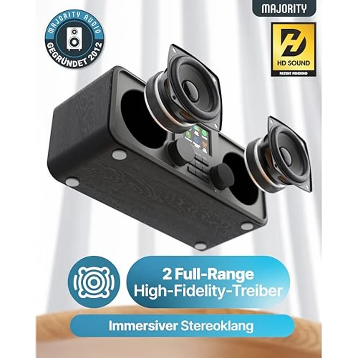 MAJORITY Rostock, Internetradio WLAN DAB+ mit Bluetooth, 2.0 Stereolautsprechern, Spotify Connect & Podcasts, Schwarz – Bild 2