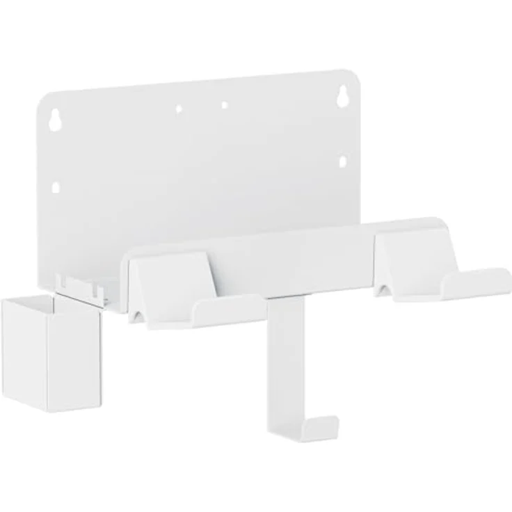 My Wall Media-Player Wandhalterung Weiß, universelle Halterung für Media-Player und Gaming Zubehör, max. Tragkraft 7 kg, inkl. Zusatzhaken für Controller und Headset – Bild 1