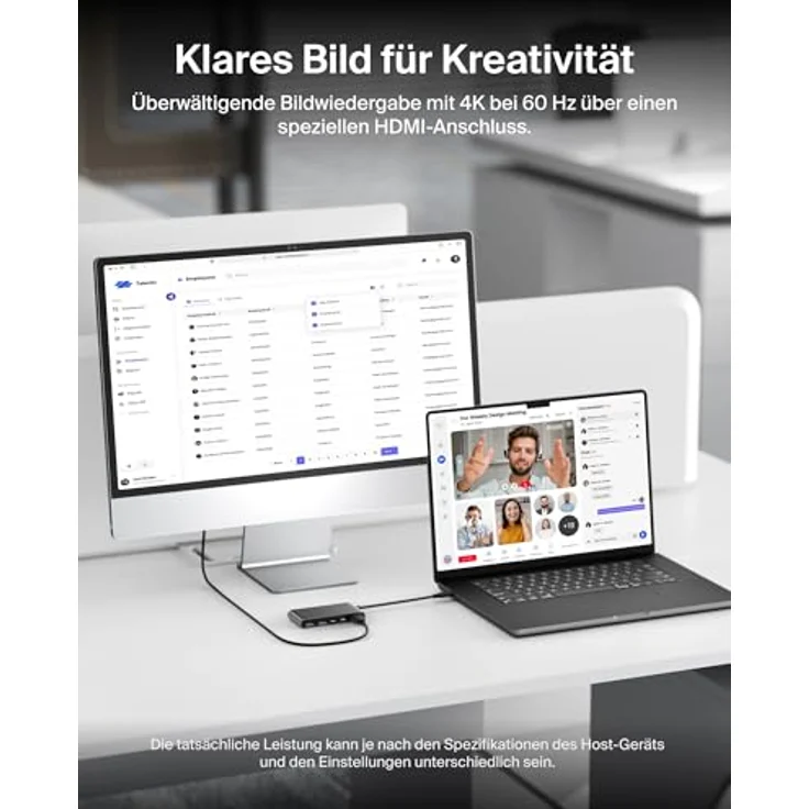 Belkin USB C Hub, 5-in-1 Docking Station mit 4K HDMI, 100 W Power Delivery, 5 Gbit/s Datentransfer, USB-C Adapter für MacBook, iPad Pro, Chromebook – Grau – Bild 4