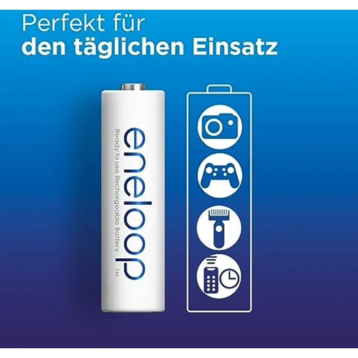 Panasonic eneloop, Ready-to-Use Ni-MH Akku, AA/Mignon, 2er-Pack, verbesserte Kapazität: min 2000 mAh, 2100 Ladezyklen, hohe Leistung & geringe Selbstentladung, wiederaufladbar, plastikfreie Verpackung – Bild 2