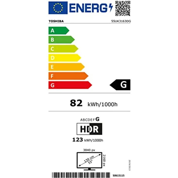 Toshiba 55UK3163DG 139 cm (55 Zoll) LED Smart TV (Ultra HD, Dolby Vision, HDR10, HDR HLG, Direct LED) HD-Triple-Tuner (Sat, Antenne, Kabel) Energieklasse G (DE-Modell) – Bild 14