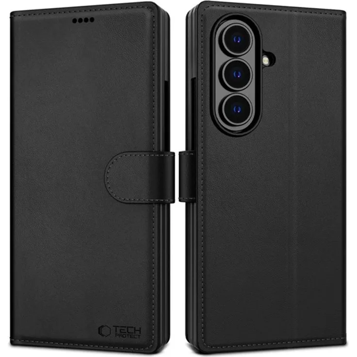Tech-Protect Wallet Case für Samsung Galaxy Z Fold8 Ultra - Schwarz, Leder, TPU-Basis, Magnetverschluss, Standfunktion, Innenfächer