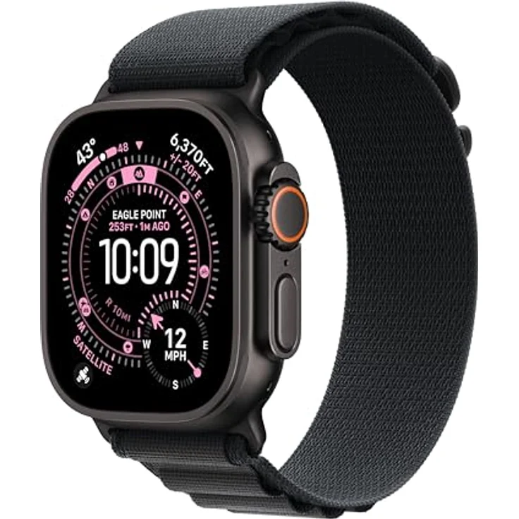 Apple Watch Band Alpine Loop, 49 mm, schwarz, Large, aus 43 % recycelten Materialien mit G-Haken aus Titan – Bild 2