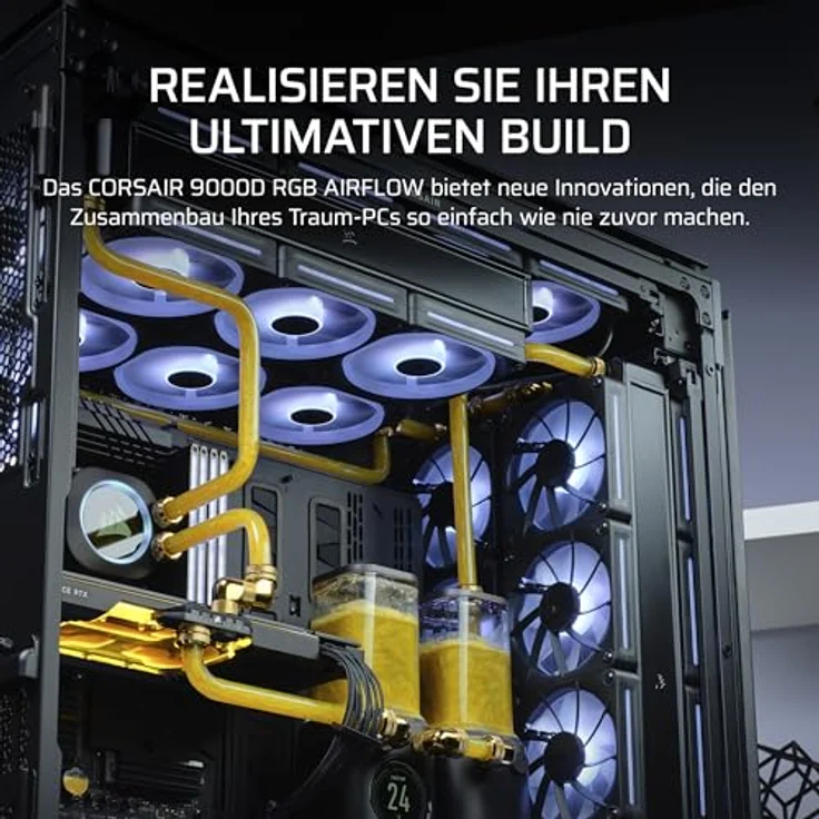 CORSAIR 9000D RGB Airflow Super Full-Tower-PC-Gehäuse – Keine Ventilatoren Inbegriffen – iCUE LINK-System-Hub Inbegriffen – Schwarz – Bild 3