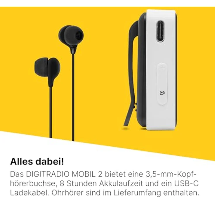 TechniSat DIGITRADIO mobil 2 – Portables DAB+/FM Mini-Radio mit integriertem Akku, OLED Display, Favoritenspeicher schwarz/weiß – Bild 4