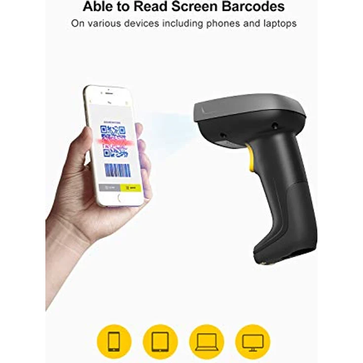 Inateck 2D Barcode Scanner Bluetooth, Wireless QR Code Scanner mit Intelligenter Ladestation, 2D Imager mit 2000 mAh Akku, Bildschirm Scannen Unterstützt, Bcst-52 in Schwarz – Bild 3