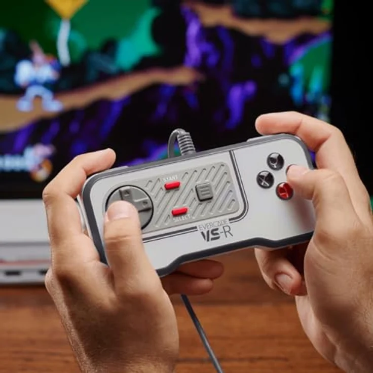 Blaze Evercade VS-R Solo, Gaming Controller mit ergonomischem Design und 3m Kabel, grau – Bild 5