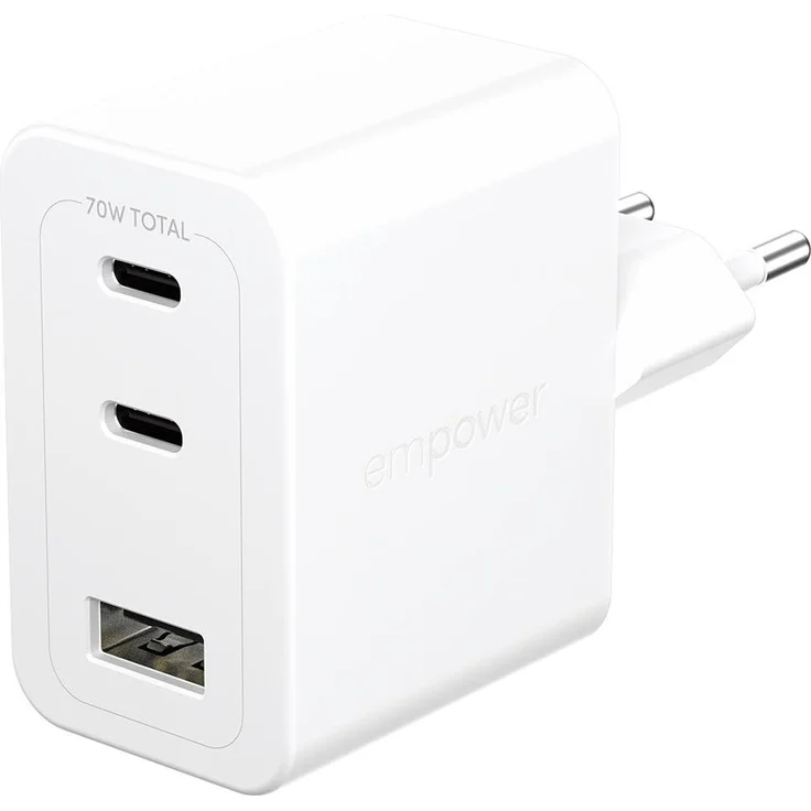 PanzerGlass Turbo Multiple Ladegerät, 70W USB-C + USB-A EU Anschluss, Silber, umweltfreundlich aus 75% Recyclingkunststoff