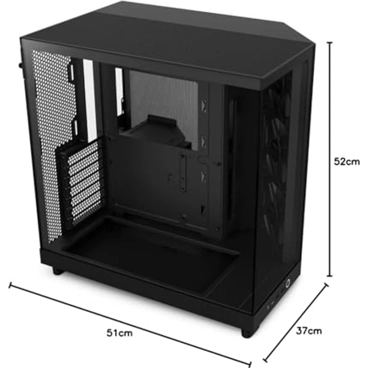 NZXT H6 Air Flow Mid Tower (ATX), PC Gehäuse, Schwarz, mit 3x 120 mm installierten vorderen Ventilatoren – Bild 9