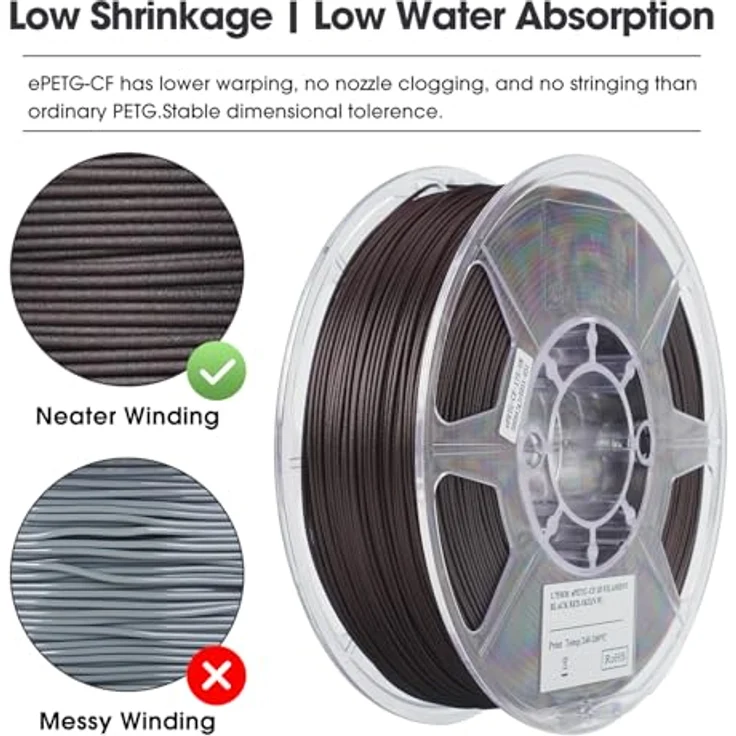 eSUN ePETG-CF, Carbonfaser gefülltes PETG Filament 1.75mm, Schwarz Rot, 1KG Spule für FDM 3D Drucker – Bild 3