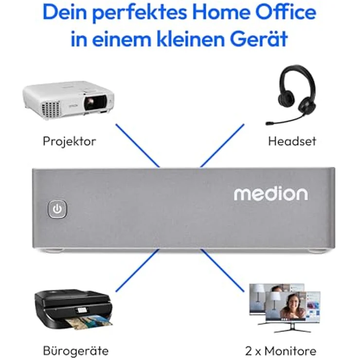 Medion S06 Mini PC, Intel Core i5-1335U, 16 GB RAM, 512 GB SSD, integriert Intel Iris Xe Grafik, Silber – Bild 6