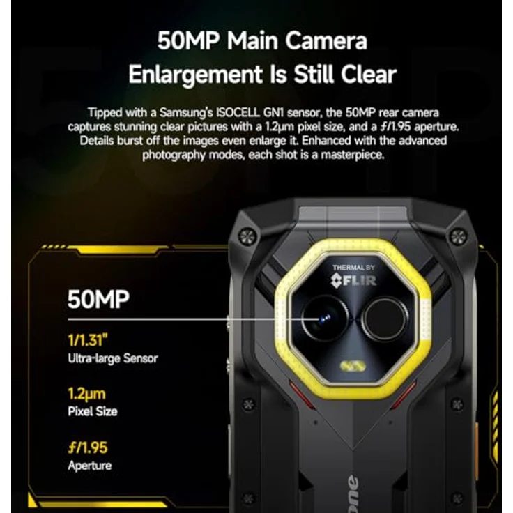 Ulefone Armor Mini 20T Pro 5G Thermografie (Lepton 3.5) Outdoor Smartphone Handflächengröße,16GB+256GB, 6200mAh Batterie Drahtloses Laden, 50MP Kamera, 4,7" HD+, IP68 Wärmebildkamera Android 14, NFC, Schwarz – Bild 5
