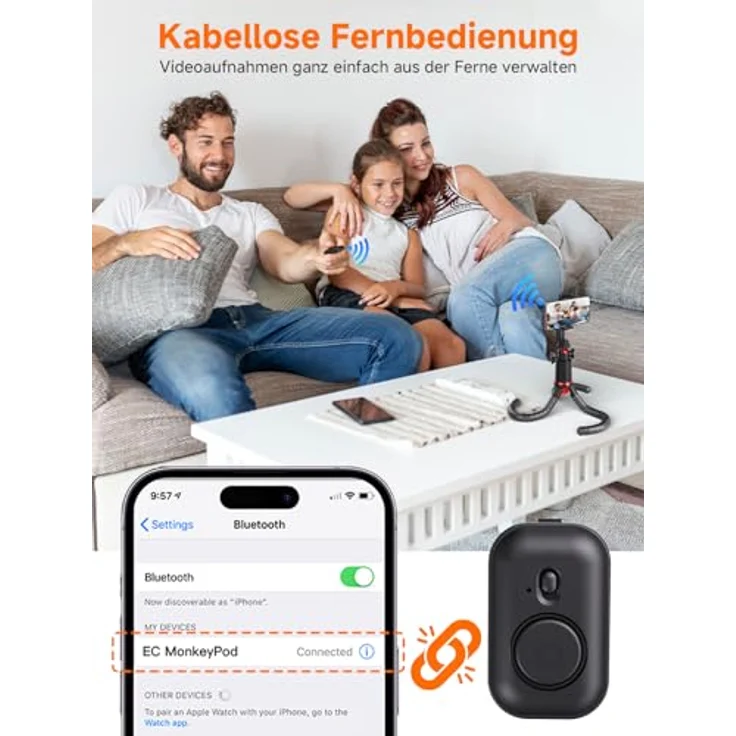 Rollei Easy Creator MonkeyPod, flexibles Stativ mit 360°-Kugelkopf und Teleskopstange, kompatibel mit Smartphones und Kameras – Bild 4