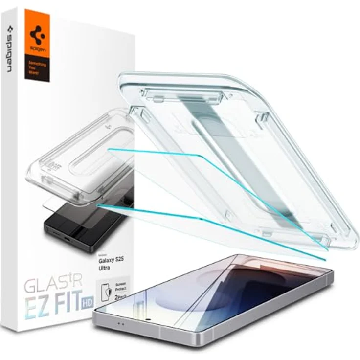 Spigen Galaxy S25 Ultra Glas Displayschutzfolie, 2 Stück, kratz- und bruchsicher mit blasenfreier Installation – Bild 1