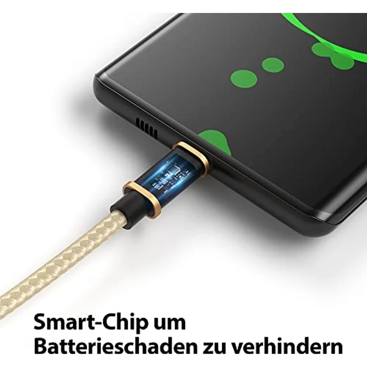 JAMEGA - 3m Premium Micro USB Kabel | Nylon geflochtenes USB Ladekabel Datenkabel für Micro USB Geräte - Gold – Bild 5