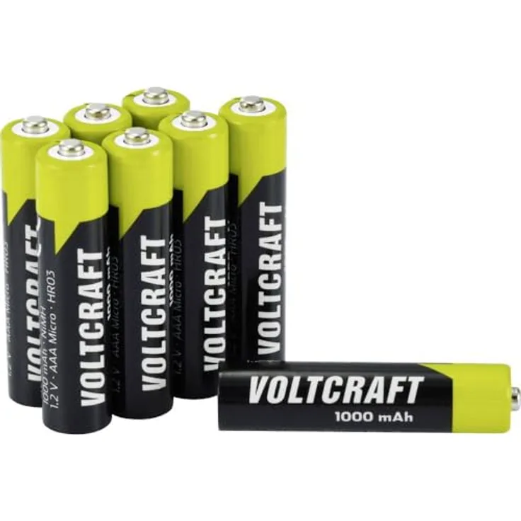 VOLTCRAFT VC-16043045 Micro (AAA)-Akku, NiMH 1000 mAh 1.2 V, 8er Set mit minimaler Selbstentladung und Schnelladefähigkeit