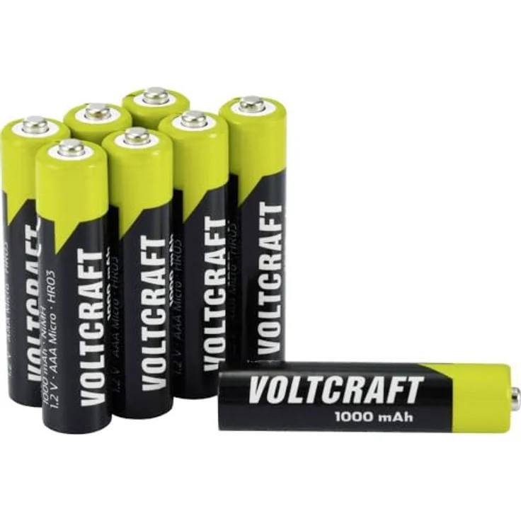 VOLTCRAFT VC-16043045 Micro (AAA)-Akku, NiMH 1000 mAh 1.2 V, 8er Set mit minimaler Selbstentladung und Schnelladefähigkeit – Bild 1