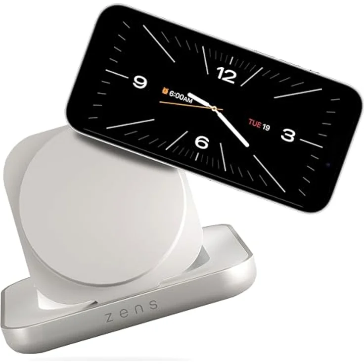 ZENS Induktions-Ladegerät ZESC20W Apple MagSafe, Qi2-Technologie, Weiß/Silber, inkl. USB-C-Kabel und Netzadapter – Bild 1