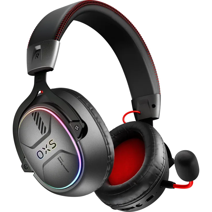 OXS Storm G2 Wireless Gaming Headset, 7.1 Virtual Surround Sound, kabellos mit bis zu 24 Stunden Akkulaufzeit, ergonomisches Design, Schwarz