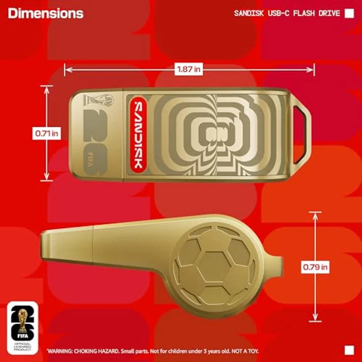 SanDisk FIFA World Cup 2026 (Gold Edition) USB Flash Drive, 128 GB, USB-C 3.2 Gen 1 – Bild 11