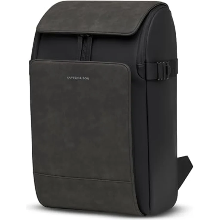 Kapten & Son Bali Medium Backpack, Laptoprucksack mit 18L Volumen, gepolstertem Laptopfach und Trolleyhalterung, All Black – Bild 2