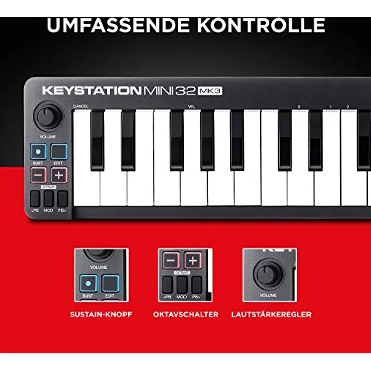 M-Audio Keystation Mini 32 MK3 - Ultra-portabler Mini USB MIDI Keyboard Controller mit ProTools First | M-Audio Edition und Xpand!2 von Air Music – Bild 5