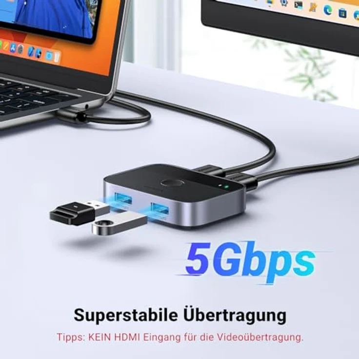 UGREEN USB Switch 2PC USB Switch 3.0 2 In 2 Out USB Umschalter mit 2 USB 3.0 A auf A Kabel für Tastatur, Maus, Drucker, Festplatten, USB-Kameras usw. – Bild 3
