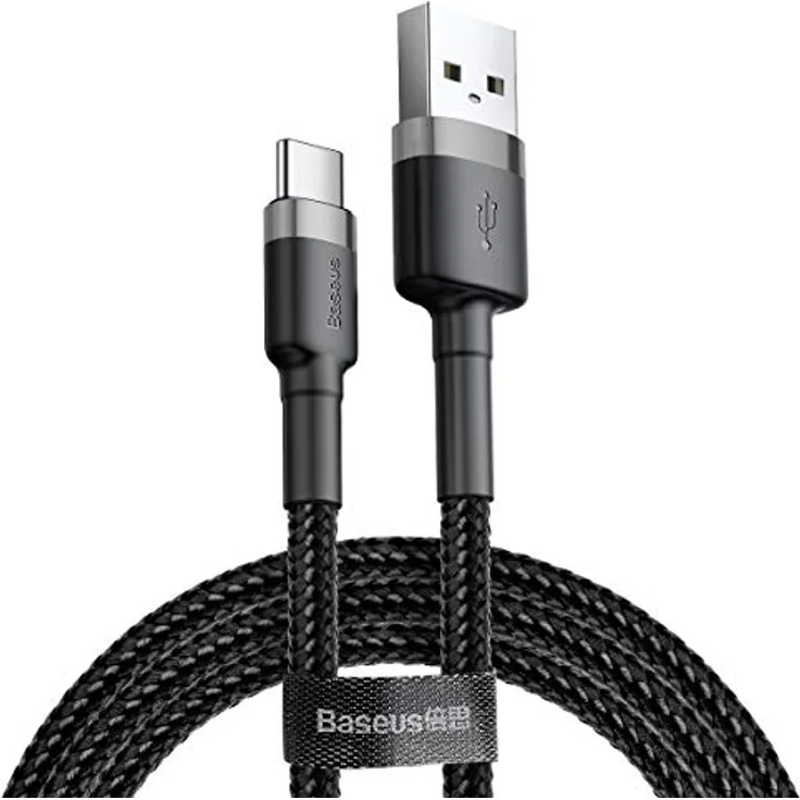 Baseus Cafule TYP-C Kabel, 300 cm, grau-schwarz, 2A Strom, Datenübertragung bis 480 MBit/s, verstärkte Struktur